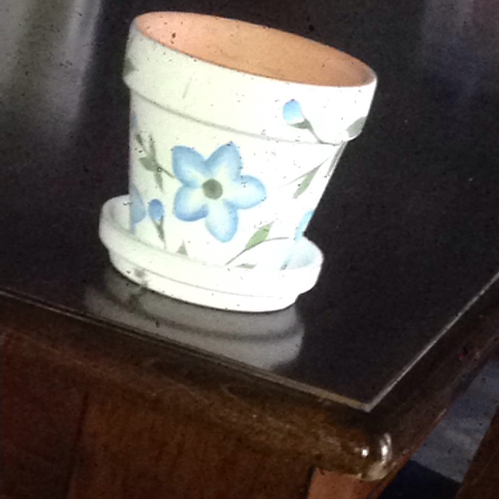 A painted pot.